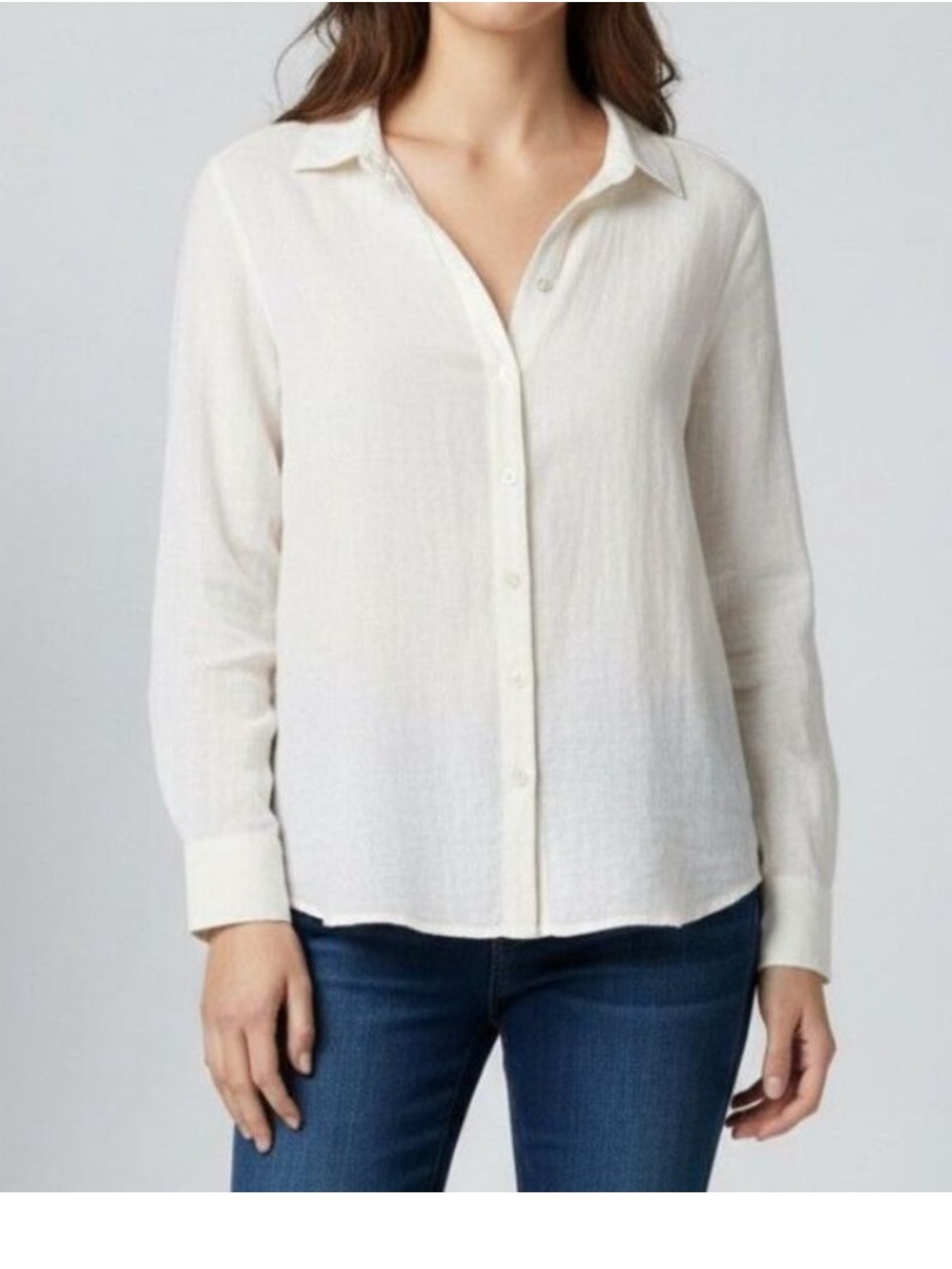 Eileen Fisher Organic Cotton Button Down Shirt Size small